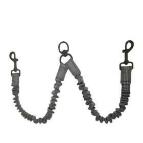 Pet Dog Double Leashes - No Tangle Dog Leash Coupler; Comfortable Shock Absorbing Reflective Bungee Lead for Nighttime Safety; Dual Dog Training (colour: Black, Specification (L * W): 2.5*50cm)